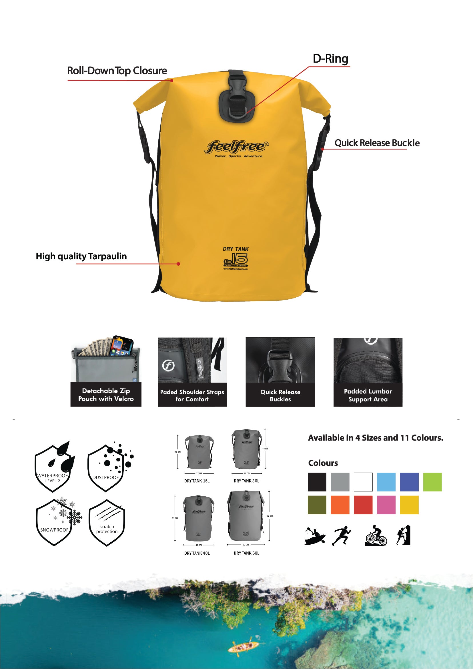Premium waterproof backpack FEELFREE DRY TANK