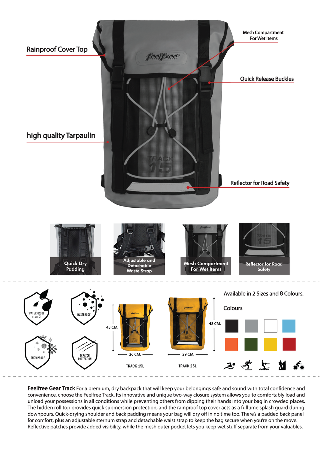 FEELFREE TRACK Premium Waterproof Backpack