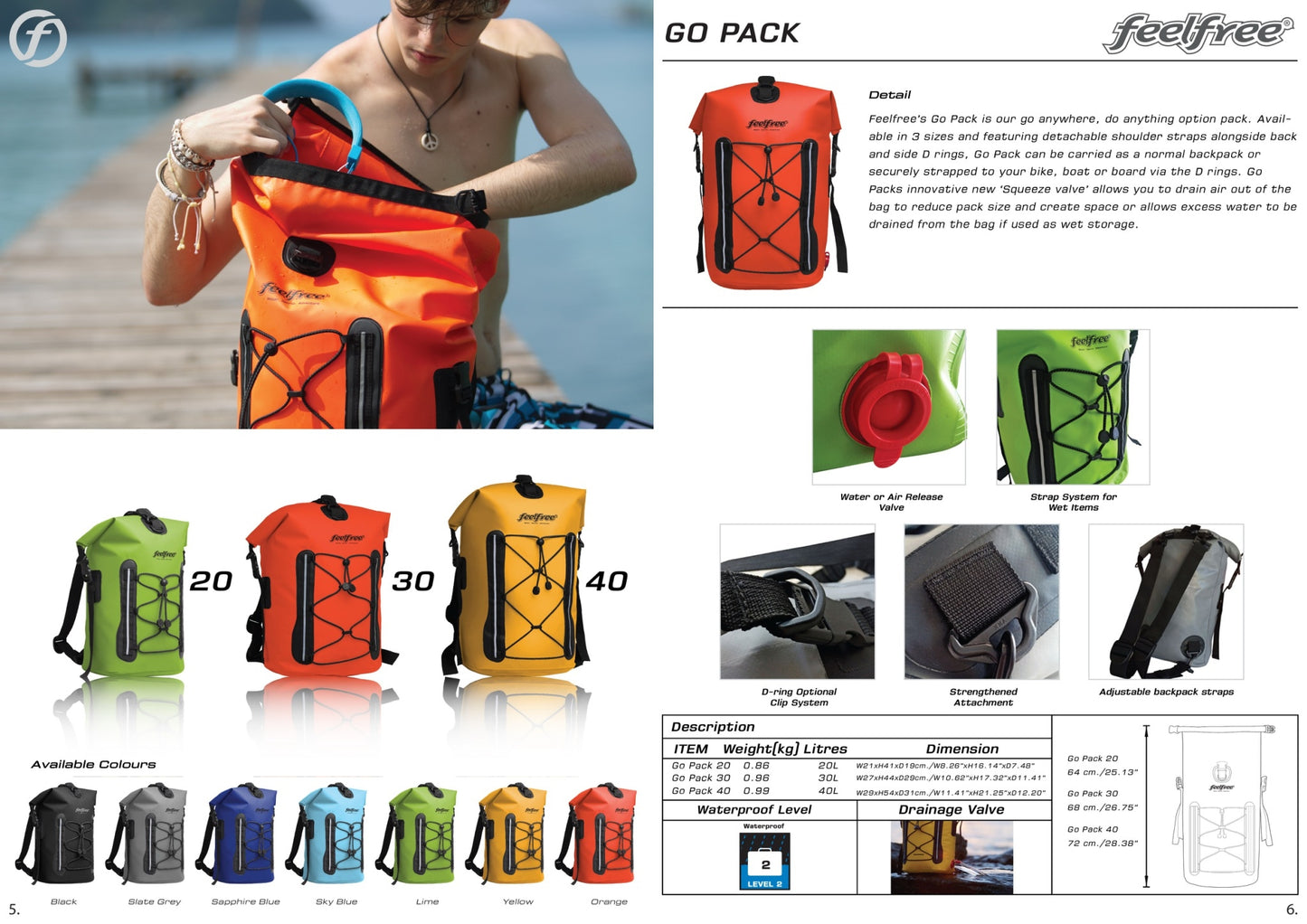 FEELFREE GO PACK 30L กระเป๋าเป้กันน้ำ ถอดสายได้ พรีเมี่ยม