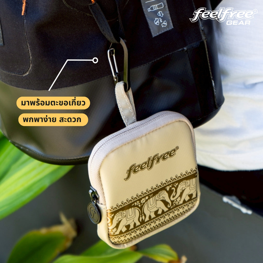 [NEW ARRIVAL] FEELFREE CARD BAG CHANG กระเป๋าเก็บหูฟัง ใส่เหรียญ ใส่บัตร ผ้ากันน้ำ ลายช้าง