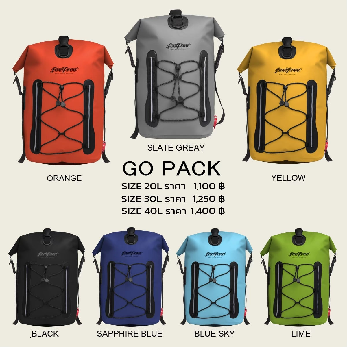 FEELFREE GO PACK 30L, waterproof backpack, detachable strap, premium