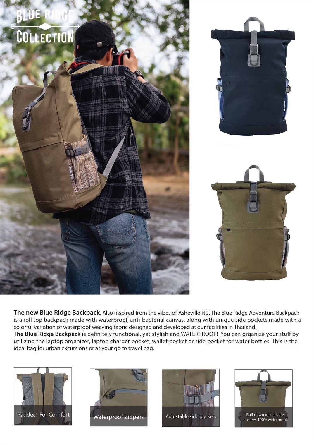 กระเป๋าเป้กันน้ำ พรีเมี่ยม BLUE RIDGE BACKPACK – FEELFREE THAILAND