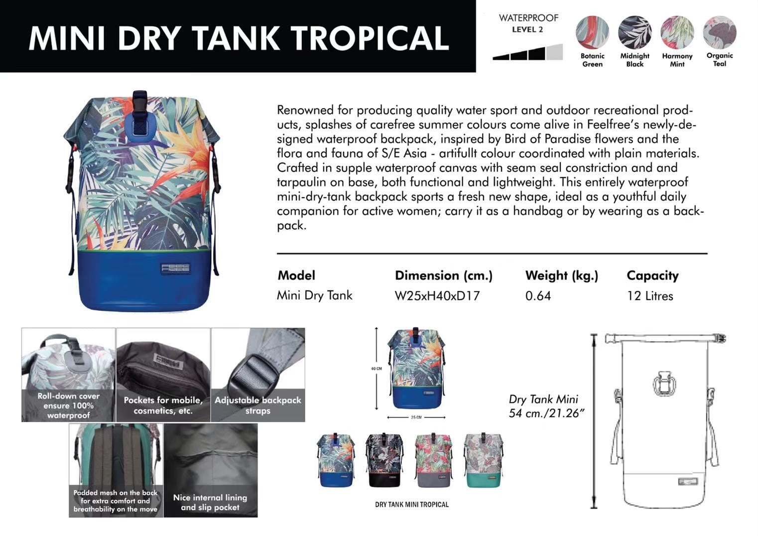 FEELFREE TROPICAL DRY TANK Premium waterproof backpack