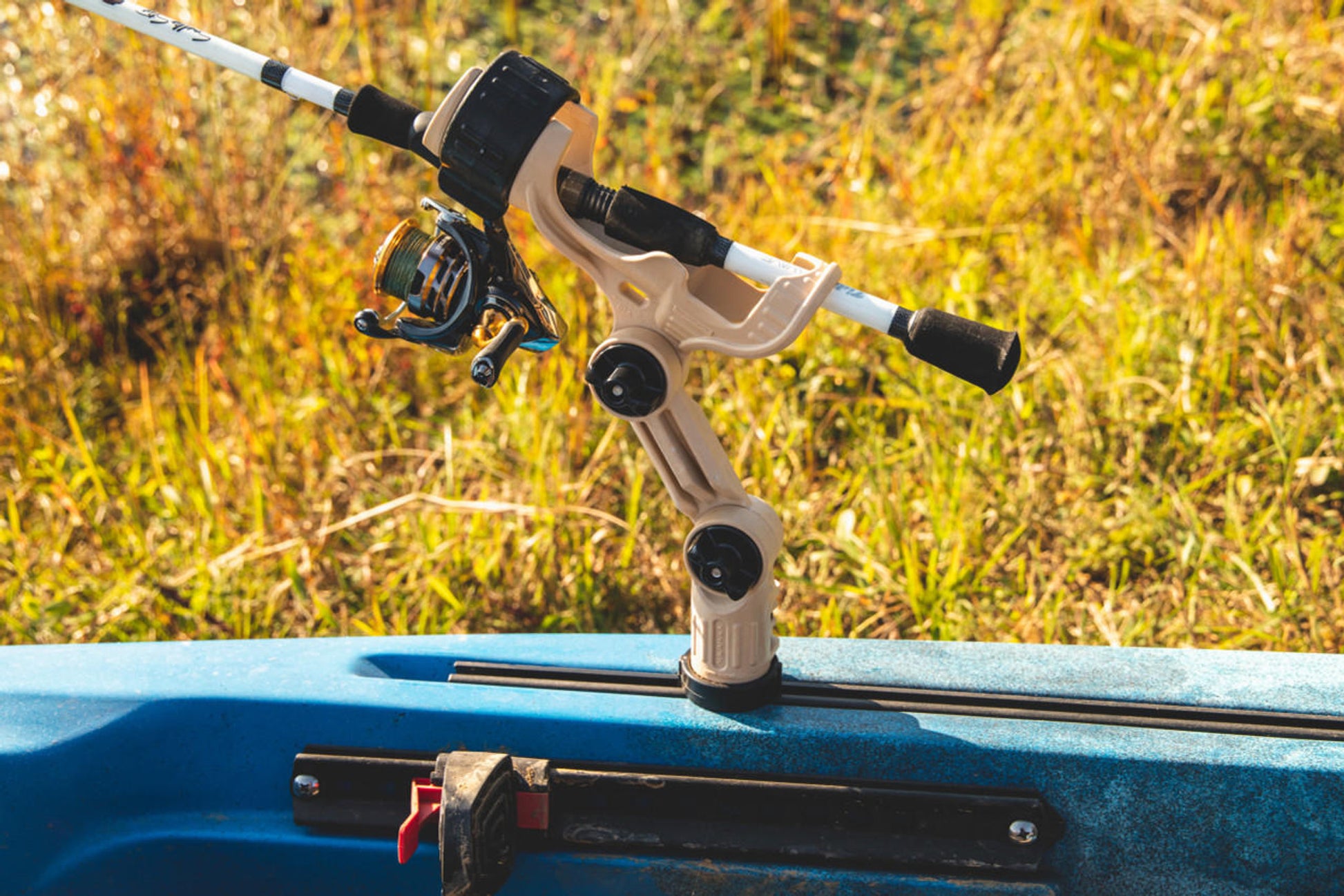 Omega Pro™ Rod Holder with Track Mounted LockNLoad™ Mounting System, Desert Sand.