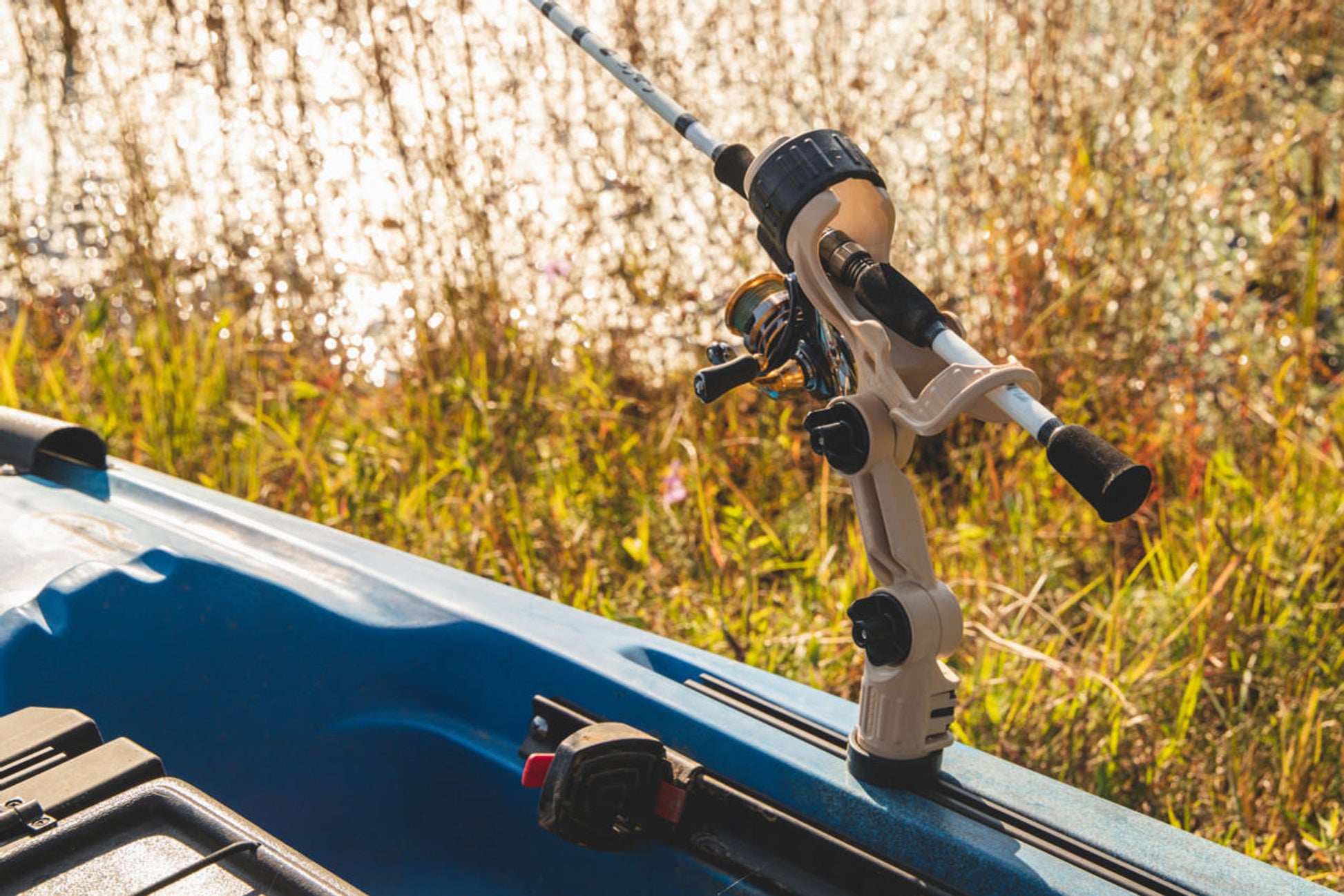Omega Pro™ Rod Holder with Track Mounted LockNLoad™ Mounting System, Desert Sand.