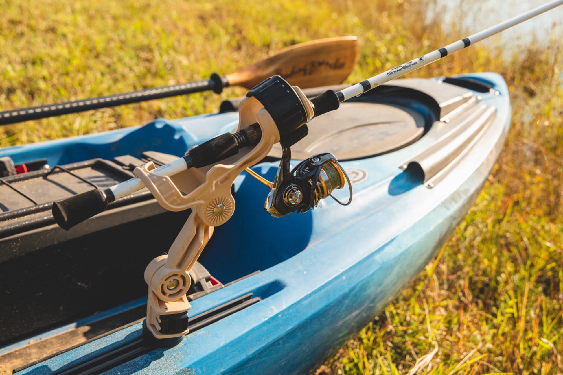 Omega Pro™ Rod Holder with Track Mounted LockNLoad™ Mounting System, Desert Sand.