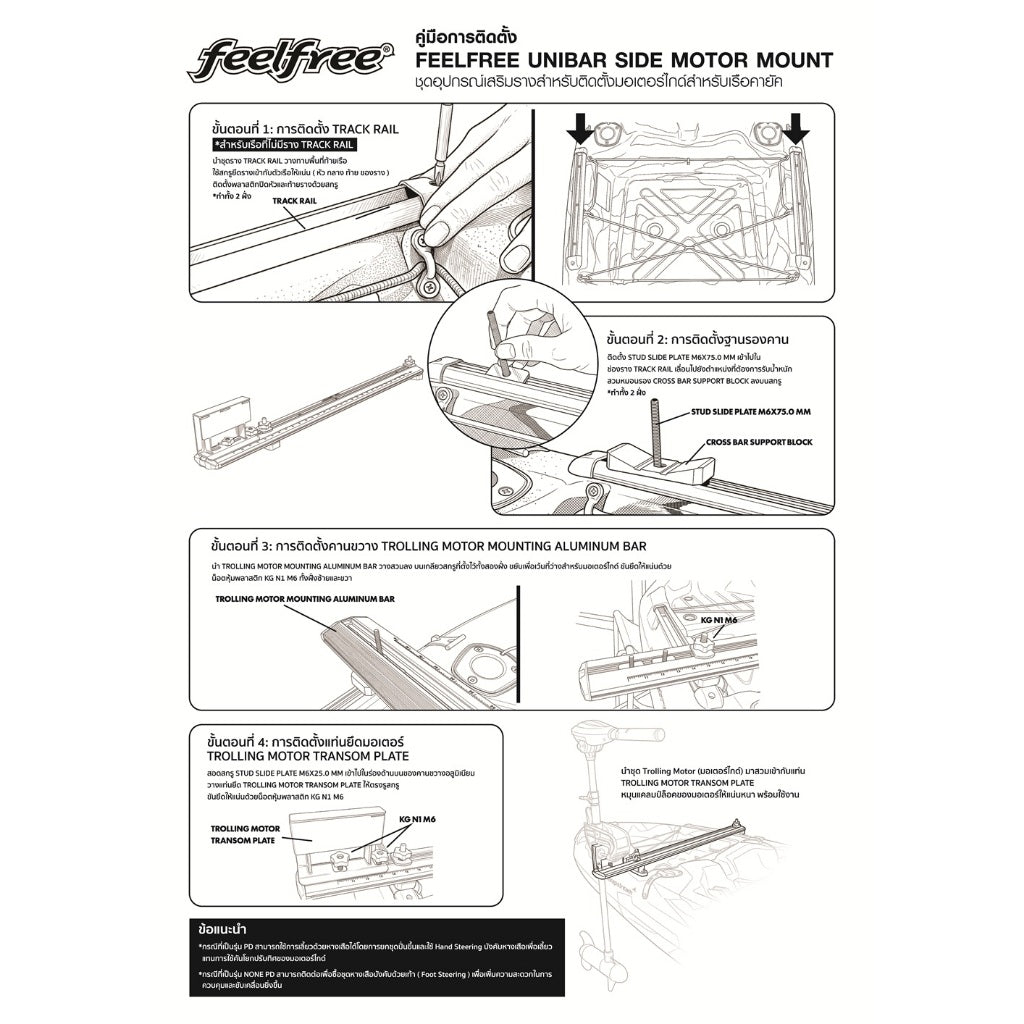 FEELFREE UNIBAR SIDE MOTOR MOUNT  ชุดขายึดมอเตอร์ข้างเรือคายัค