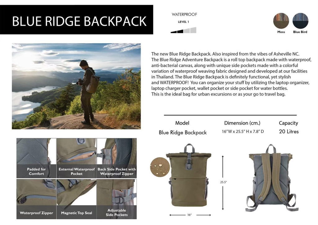กระเป๋าเป้กันน้ำ พรีเมี่ยม BLUE RIDGE BACKPACK