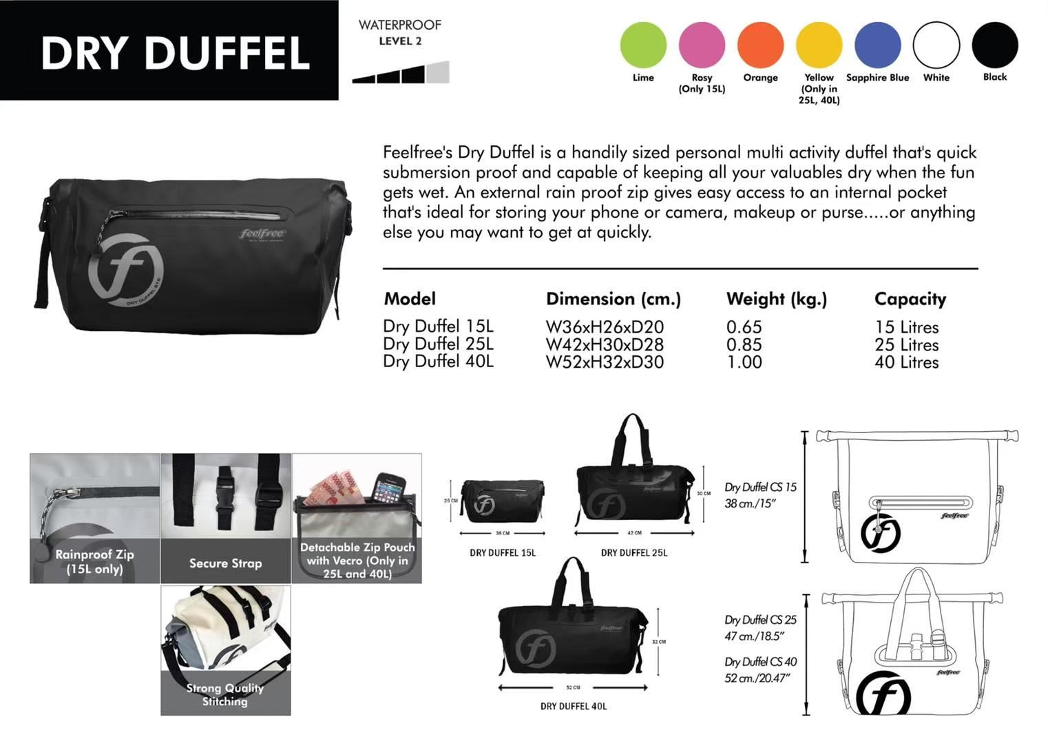 กระเป๋าสะพายกันน้ำ พรีเมี่ยม FEELFREE DUFFEL CS